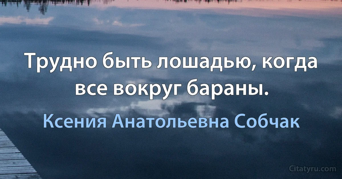 Трудно быть лошадью, когда все вокруг бараны. (Ксения Анатольевна Собчак)