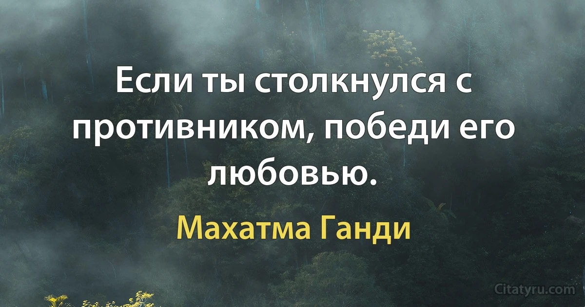 Если ты столкнулся с противником, победи его любовью. (Махатма Ганди)