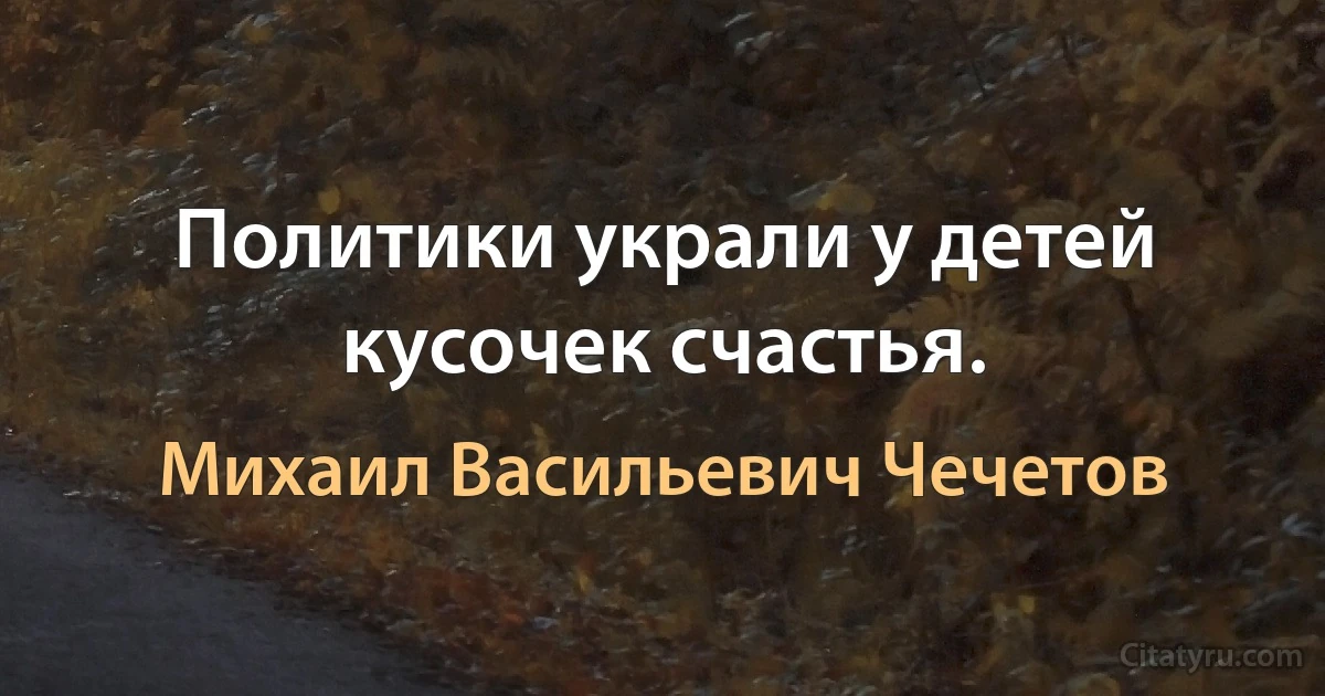 Политики украли у детей кусочек счастья. (Михаил Васильевич Чечетов)