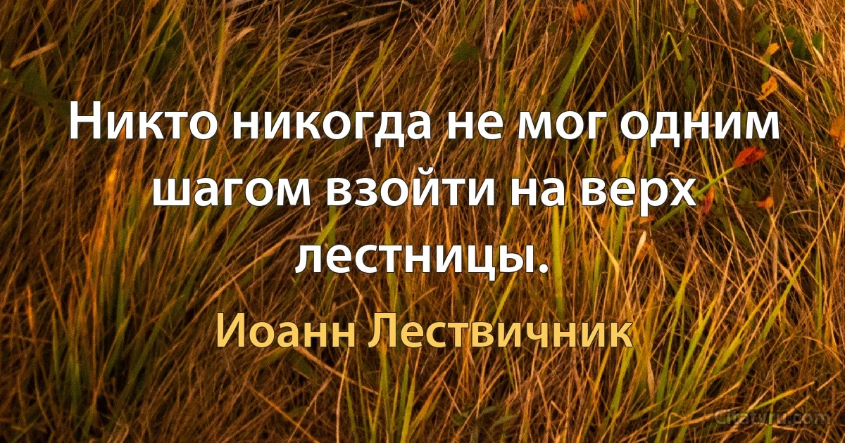 Никто никогда не мог одним шагом взойти на верх лестницы. (Иоанн Лествичник)