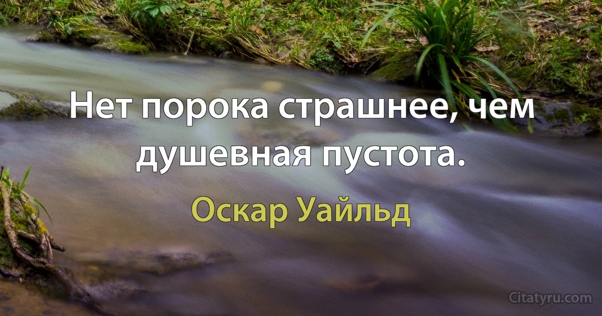 Нет порока страшнее, чем душевная пустота. (Оскар Уайльд)