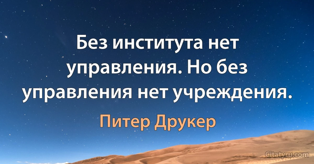 Без института нет управления. Но без управления нет учреждения. (Питер Друкер)