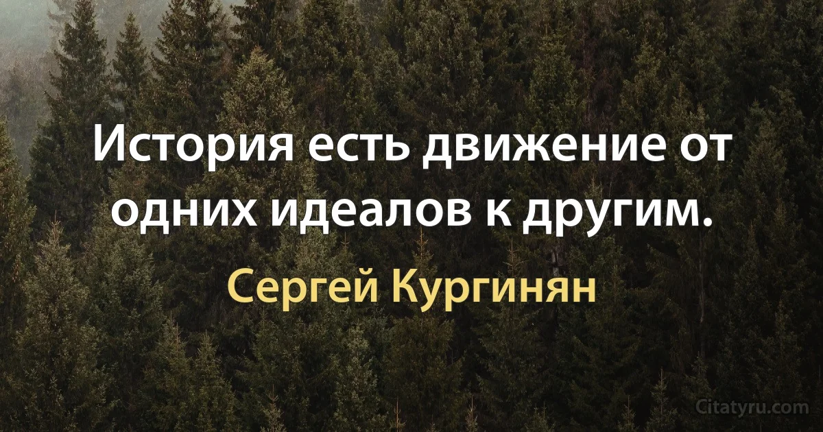 История есть движение от одних идеалов к другим. (Сергей Кургинян)