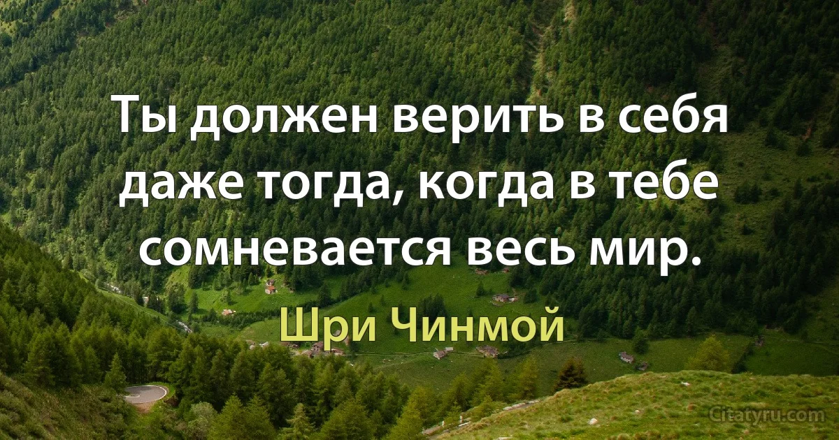 Ты должен верить в себя даже тогда, когда в тебе сомневается весь мир. (Шри Чинмой)