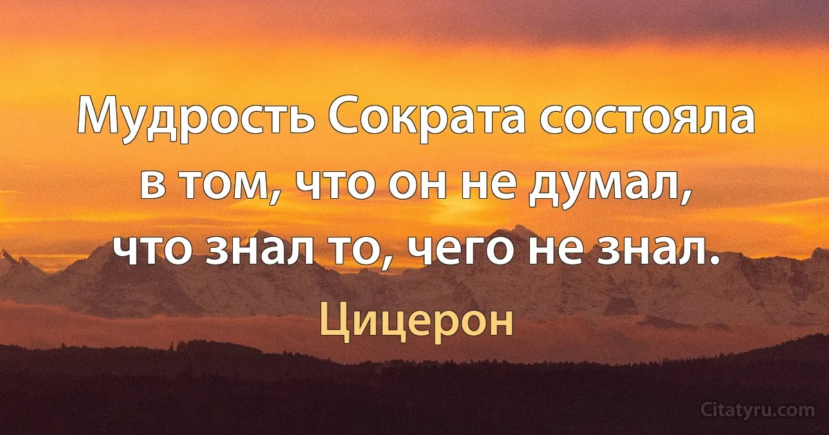 Мудрость Сократа состояла в том, что он не думал, что знал то, чего не знал. (Цицерон)