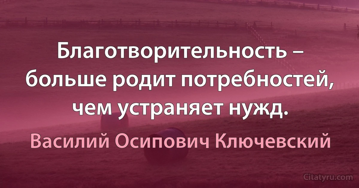 Благотворительность – больше родит потребностей, чем устраняет нужд. (Василий Осипович Ключевский)