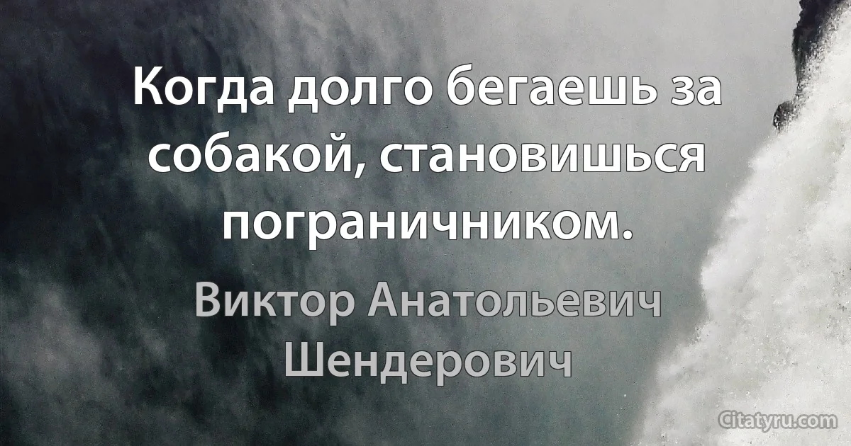 Когда долго бегаешь за собакой, становишься пограничником. (Виктор Анатольевич Шендерович)