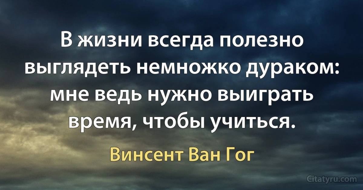 В жизни всегда полезно выглядеть немножко дураком: мне ведь нужно выиграть время, чтобы учиться. (Винсент Ван Гог)