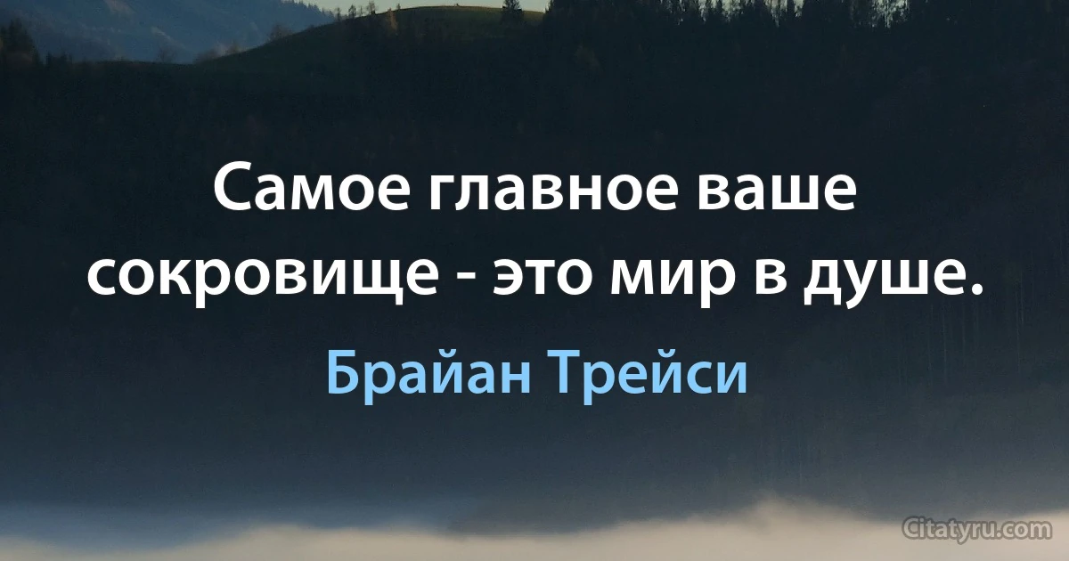 Самое главное ваше сокровище - это мир в душе. (Брайан Трейси)