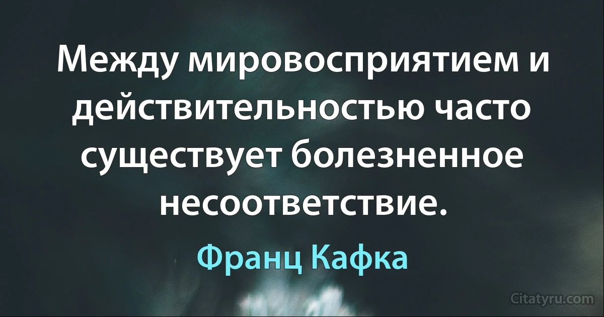 Между мировосприятием и действительностью часто существует болезненное несоответствие. (Франц Кафка)