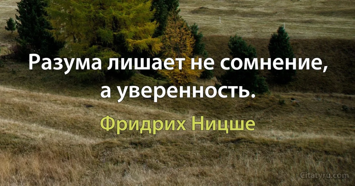 Разума лишает не сомнение, а уверенность. (Фридрих Ницше)