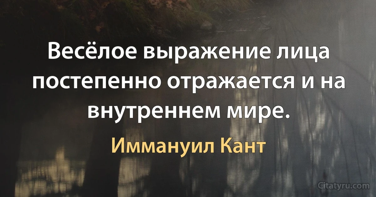 Весёлое выражение лица постепенно отражается и на внутреннем мире. (Иммануил Кант)