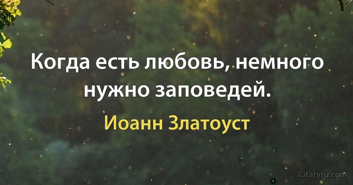 Когда есть любовь, немного нужно заповедей. (Иоанн Златоуст)