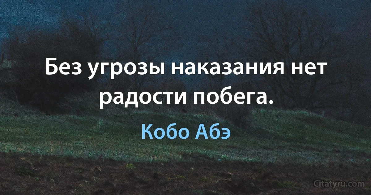 Без угрозы наказания нет радости побега. (Кобо Абэ)