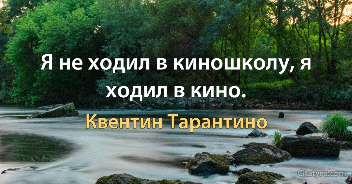 Я не ходил в киношколу, я ходил в кино. (Квентин Тарантино)