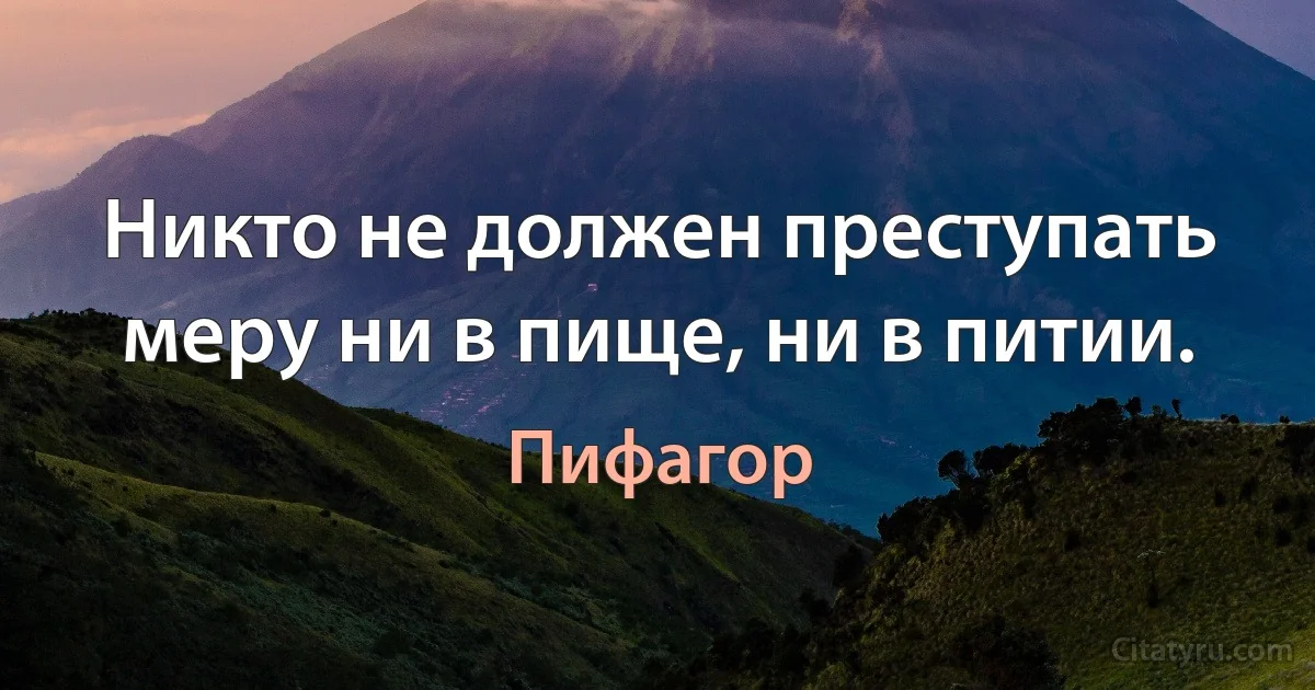 Никто не должен преступать меру ни в пище, ни в питии. (Пифагор)