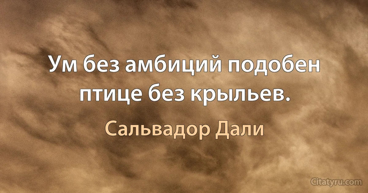 Ум без амбиций подобен птице без крыльев. (Сальвадор Дали)