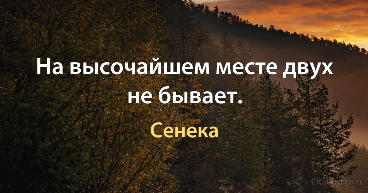 На высочайшем месте двух не бывает. (Сенека)