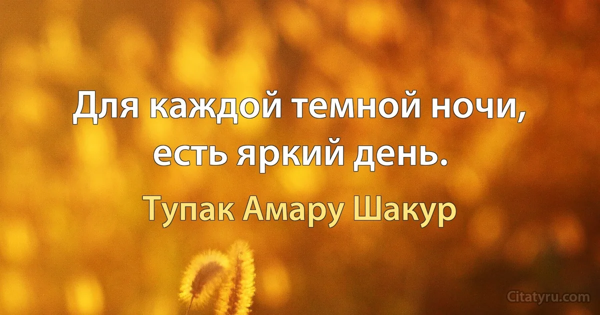 Для каждой темной ночи, есть яркий день. (Тупак Амару Шакур)