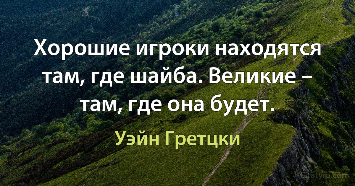 Хорошие игроки находятся там, где шайба. Великие – там, где она будет. (Уэйн Гретцки)