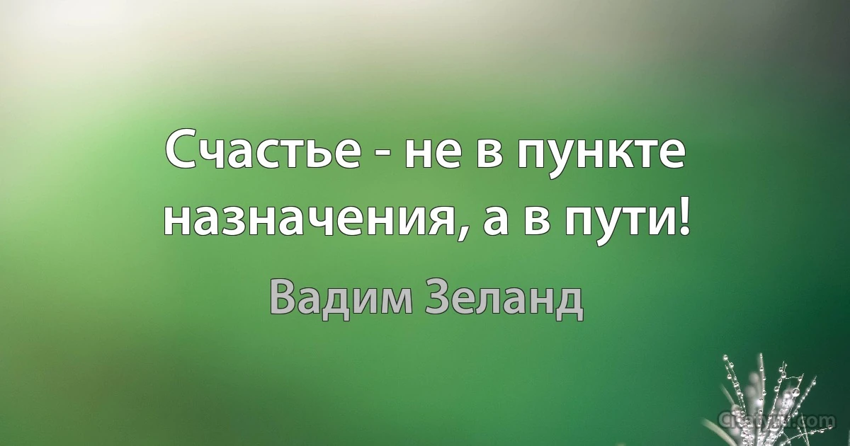 Счастье - не в пункте назначения, а в пути! (Вадим Зеланд)