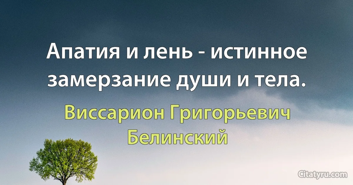 Апатия и лень - истинное замерзание души и тела. (Виссарион Григорьевич Белинский)