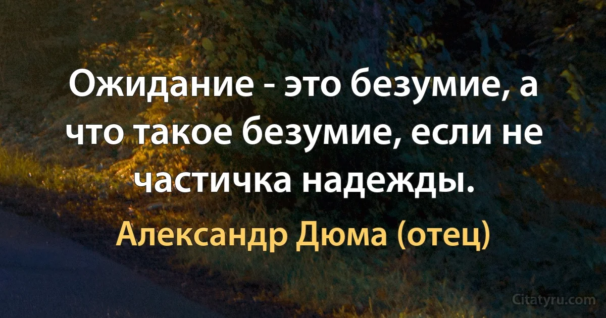 Ожидание - это безумие, а что такое безумие, если не частичка надежды. (Александр Дюма (отец))