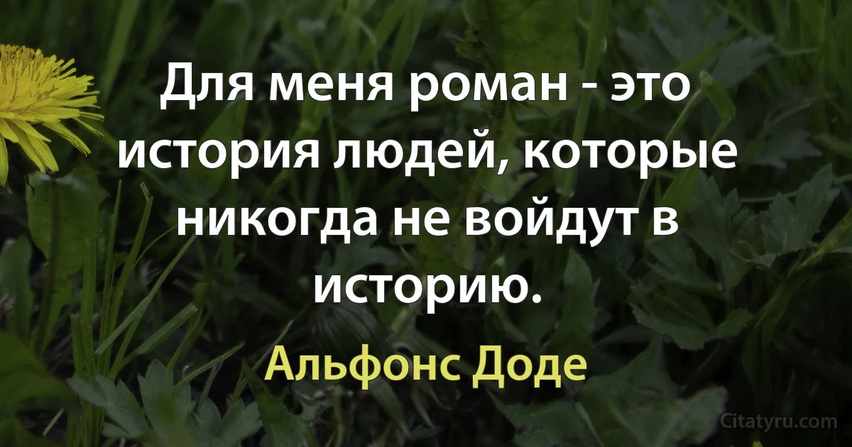 Для меня роман - это история людей, которые никогда не войдут в историю. (Альфонс Доде)