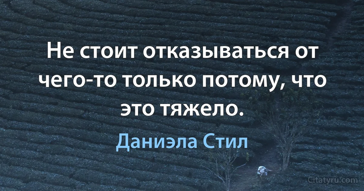 Не стоит отказываться от чего-то только потому, что это тяжело. (Даниэла Стил)