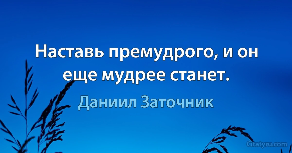 Наставь премудрого, и он еще мудрее станет. (Даниил Заточник)