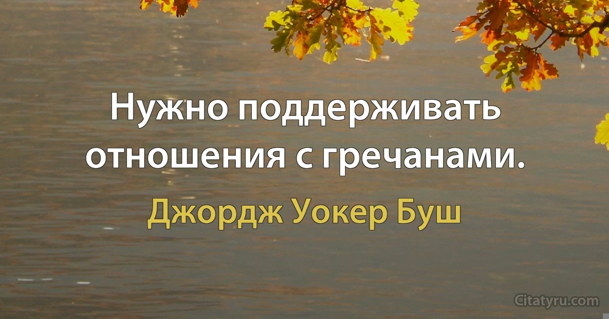 Нужно поддерживать отношения с гречанами. (Джордж Уокер Буш)