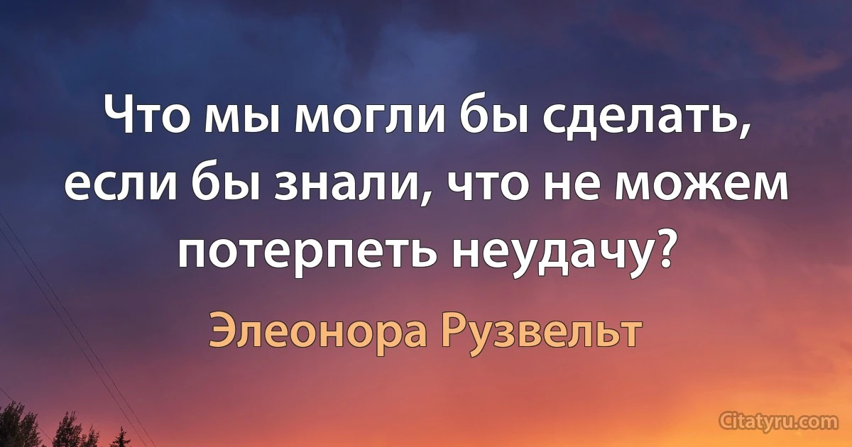 Что мы могли бы сделать, если бы знали, что не можем потерпеть неудачу? (Элеонора Рузвельт)