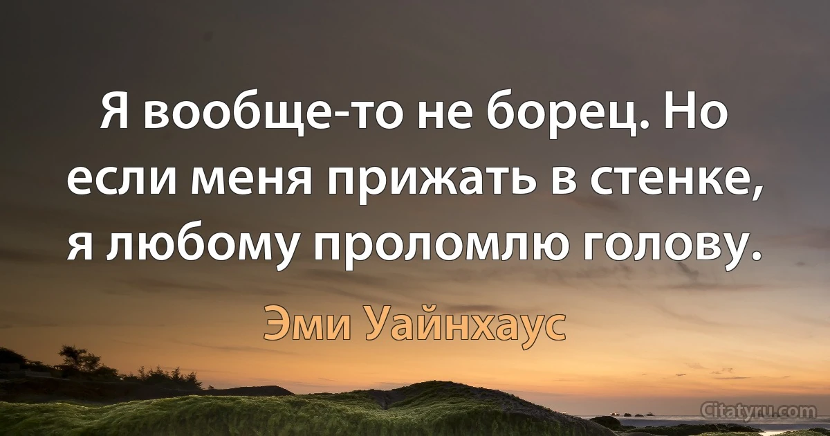 Я вообще-то не борец. Но если меня прижать в стенке, я любому проломлю голову. (Эми Уайнхаус)