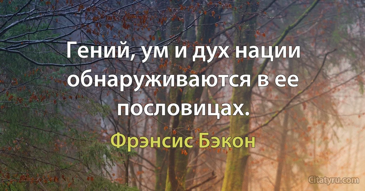 Гений, ум и дух нации обнаруживаются в ее пословицах. (Фрэнсис Бэкон)