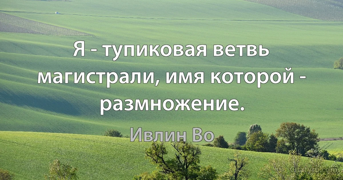 Я - тупиковая ветвь магистрали, имя которой - размножение. (Ивлин Во)