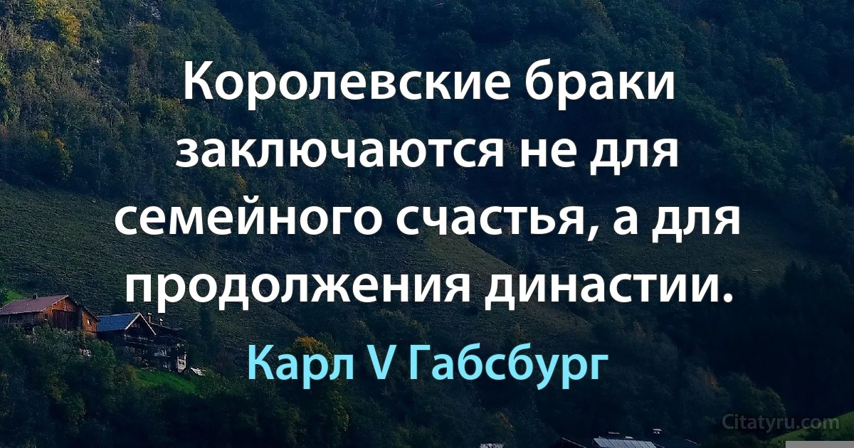 Королевские браки заключаются не для семейного счастья, а для продолжения династии. (Карл V Габсбург)