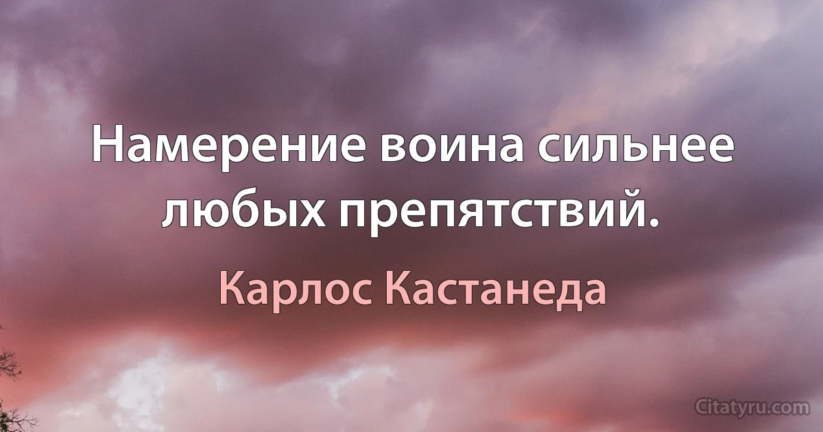 Намерение воина сильнее любых препятствий. (Карлос Кастанеда)