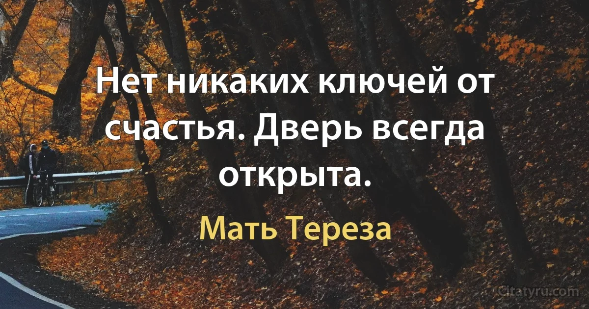 Нет никаких ключей от счастья. Дверь всегда открыта. (Мать Тереза)