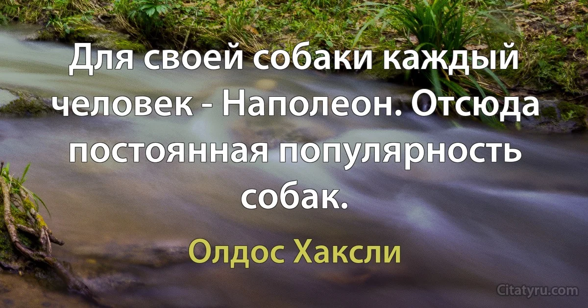 Для своей собаки каждый человек - Наполеон. Отсюда постоянная популярность собак. (Олдос Хаксли)