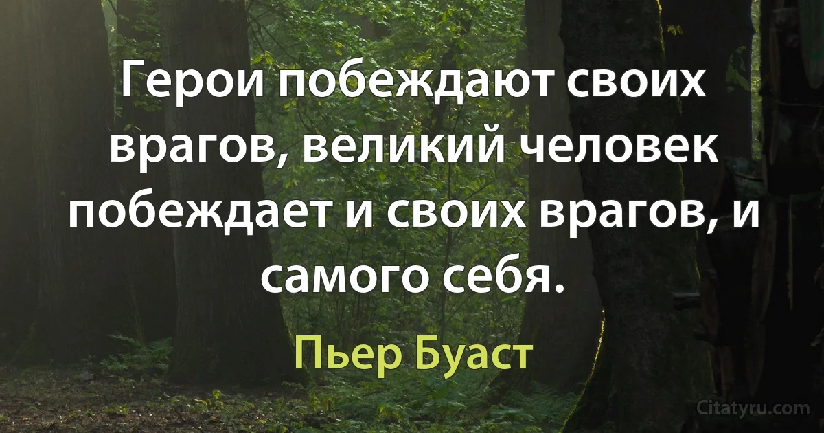 Герои побеждают своих врагов, великий человек побеждает и своих врагов, и самого себя. (Пьер Буаст)