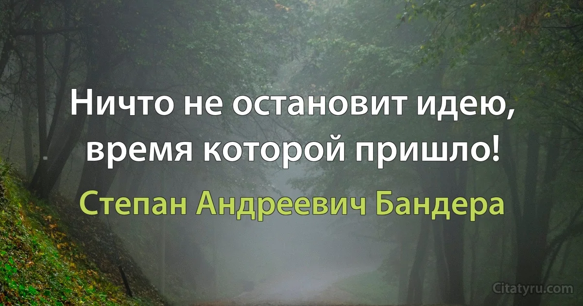 Ничто не остановит идею, время которой пришло! (Степан Андреевич Бандера)