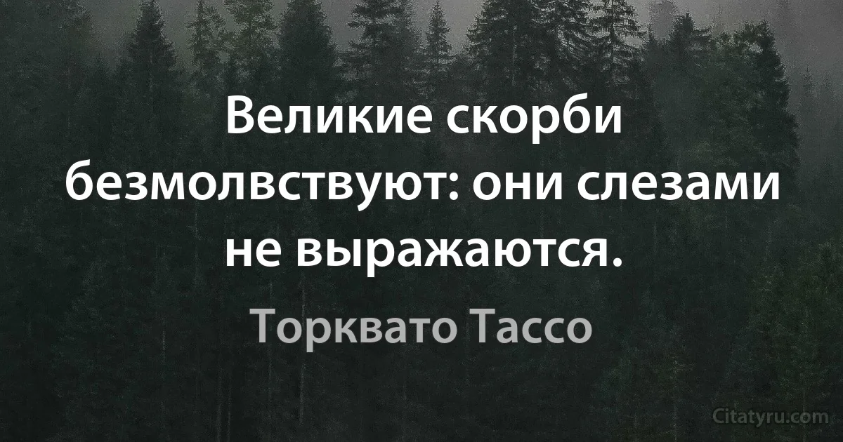 Великие скорби безмолвствуют: они слезами не выражаются. (Торквато Тассо)