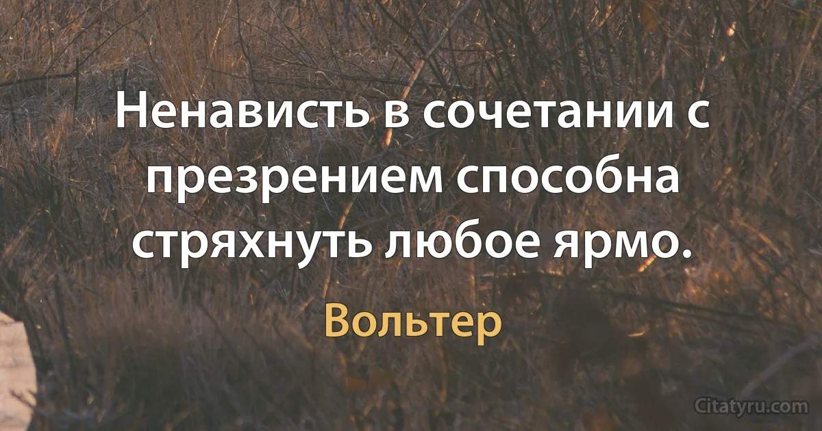 Ненависть в сочетании с презрением способна стряхнуть любое ярмо. (Вольтер)