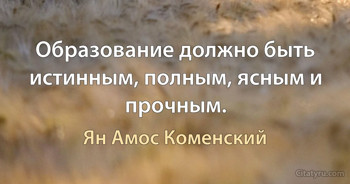 Образование должно быть истинным, полным, ясным и прочным. (Ян Амос Коменский)