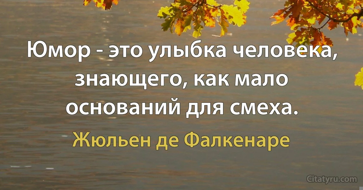 Юмор - это улыбка человека, знающего, как мало оснований для смеха. (Жюльен де Фалкенаре)