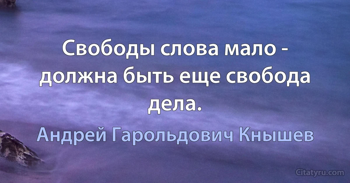 Свободы слова мало - должна быть еще свобода дела. (Андрей Гарольдович Кнышев)