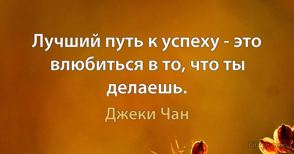 Лучший путь к успеху - это влюбиться в то, что ты делаешь. (Джеки Чан)