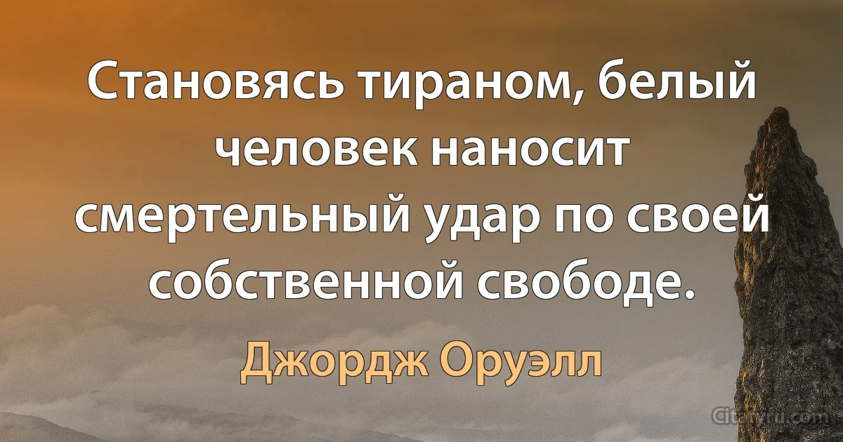 Становясь тираном, белый человек наносит смертельный удар по своей собственной свободе. (Джордж Оруэлл)