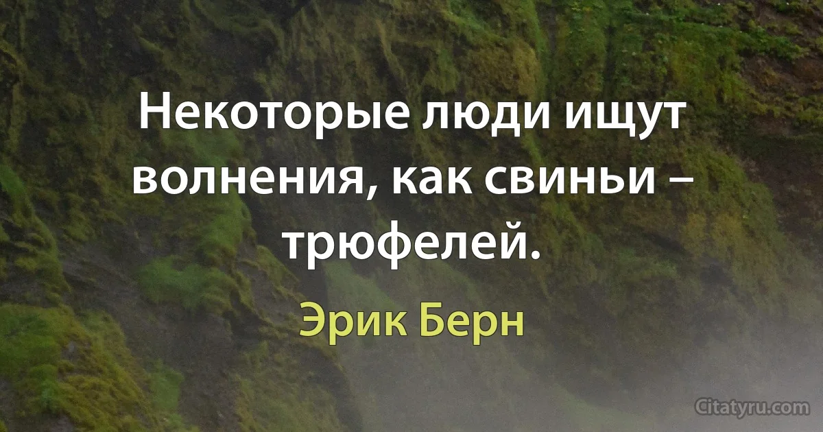 Некоторые люди ищут волнения, как свиньи – трюфелей. (Эрик Берн)