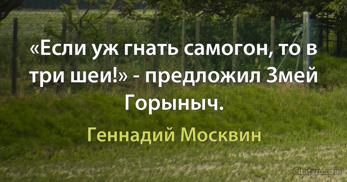 «Если уж гнать самогон, то в три шеи!» - предложил Змей Горыныч. (Геннадий Москвин)